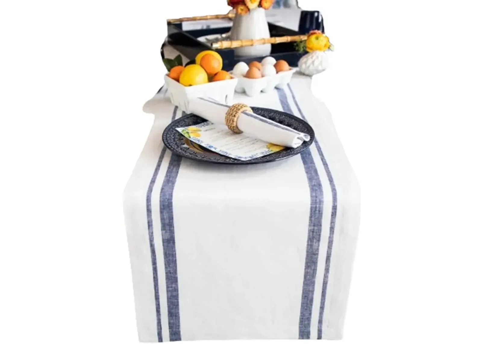 Solino Home 100% Pure Linen Table Runner | French Stripe