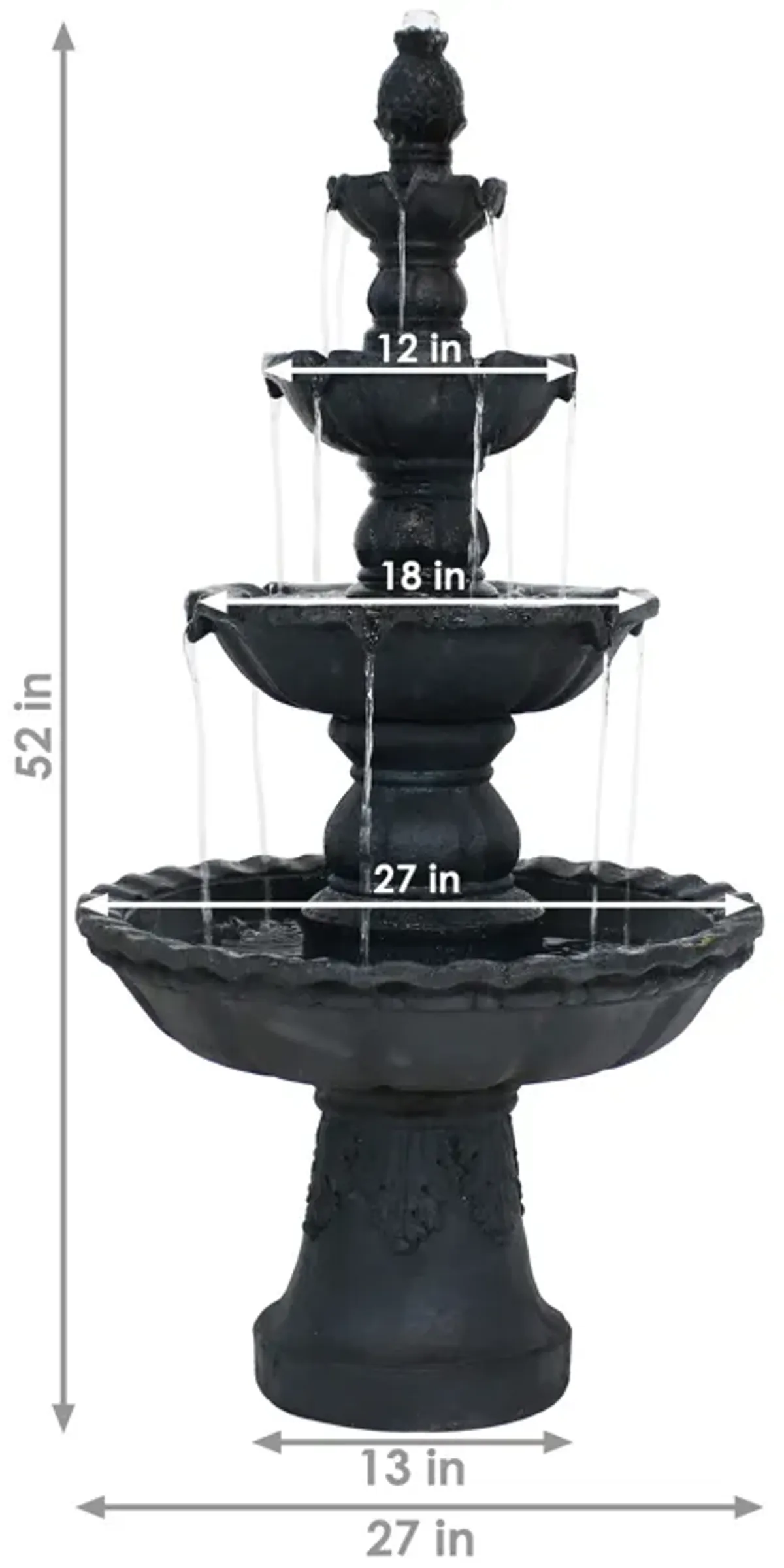 Sunnydaze Pineapple Resin Outdoor 4-Tier Water Fountain