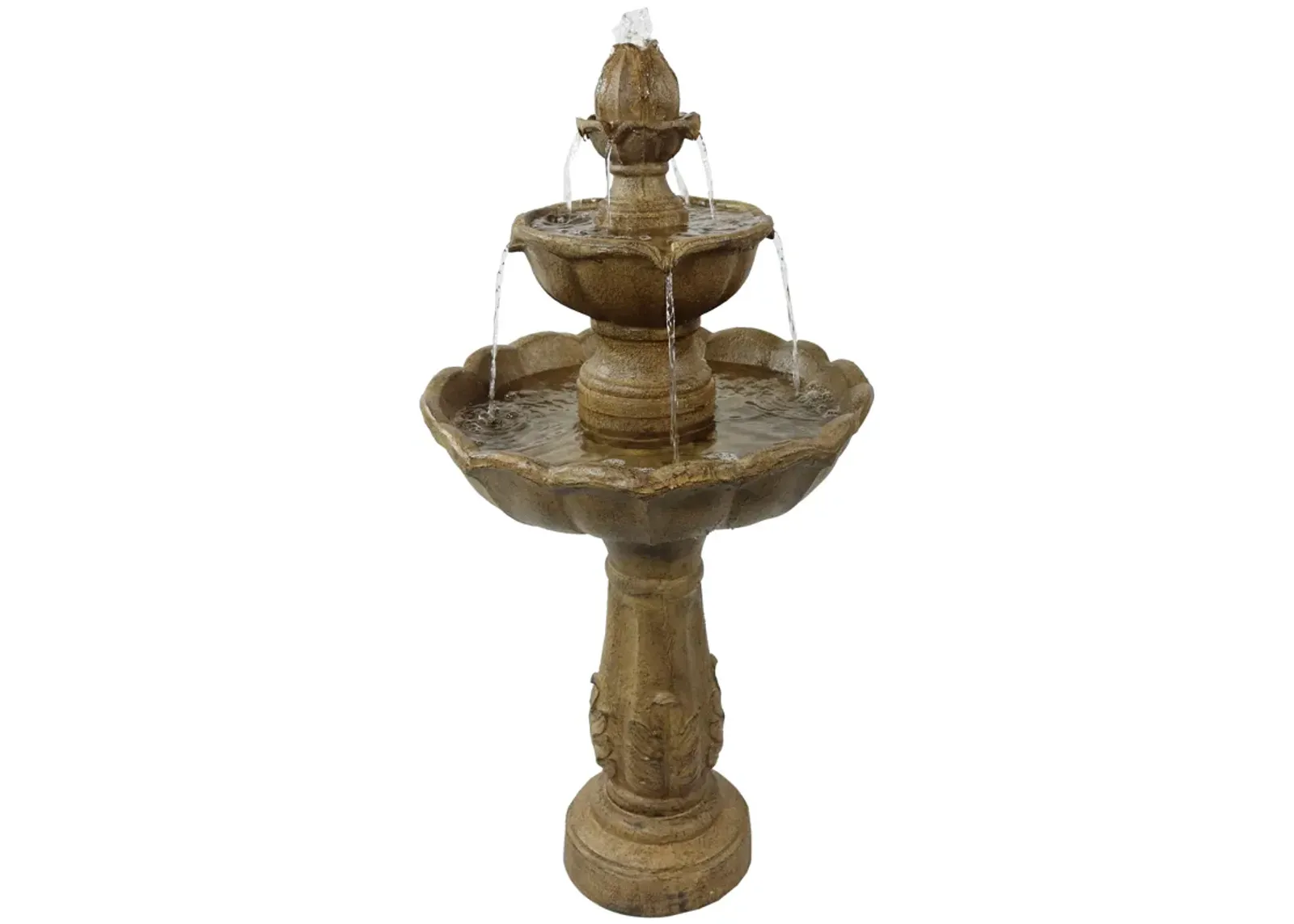 Sunnydaze Blooming Flower Resin Outdoor 2-Tier Water Fountain