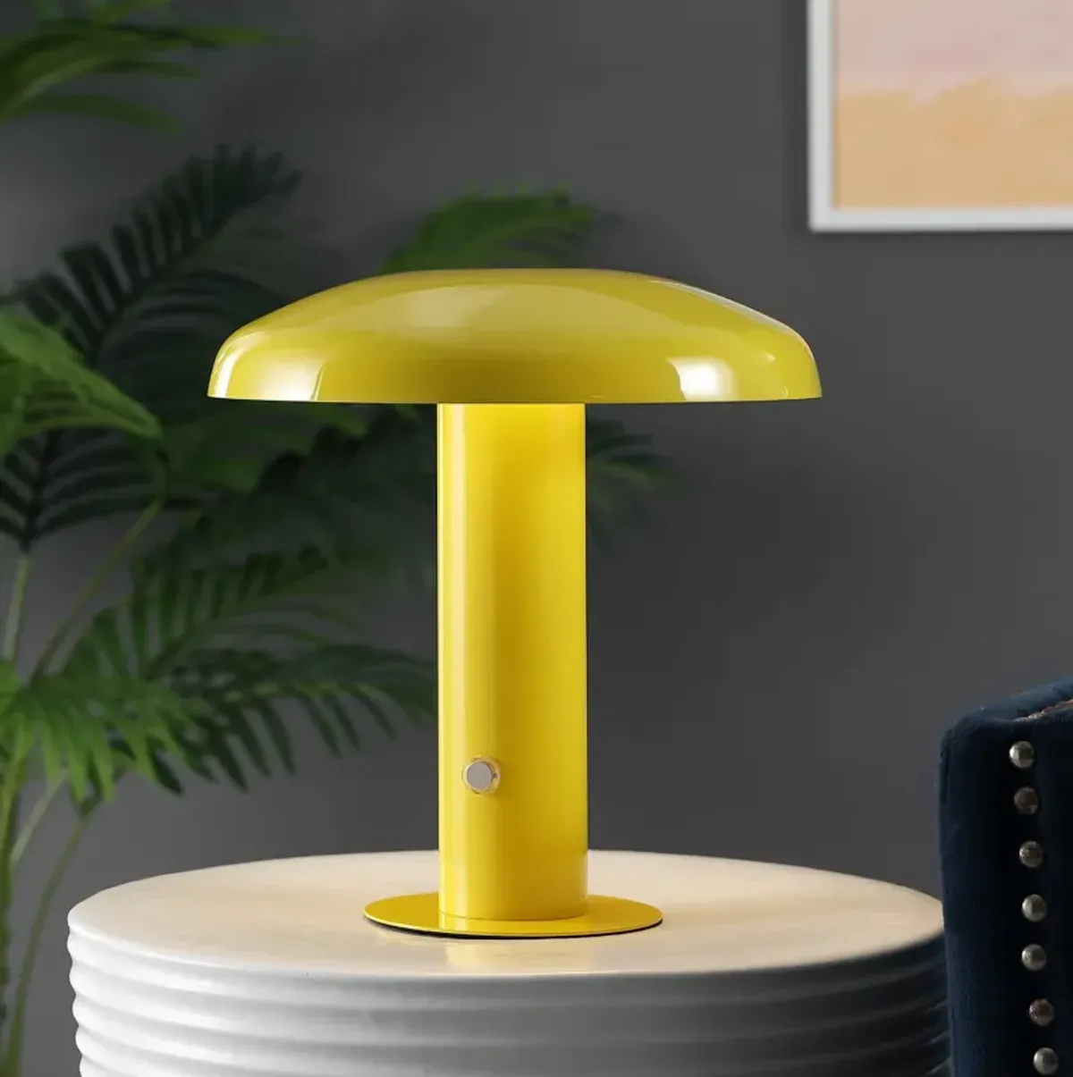 Suillius Contemporary Bohemian Rechargeablecordless Iron Integrated LED Mushroom Table Lamp