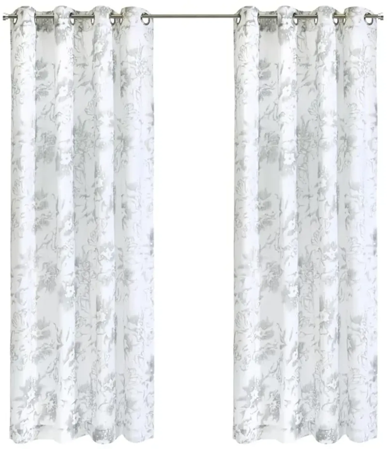Habitat Kyoto Floral Print Soothing Tones Light Filtering Grommet Curtain Panel for Bedroom 52" x 84" White