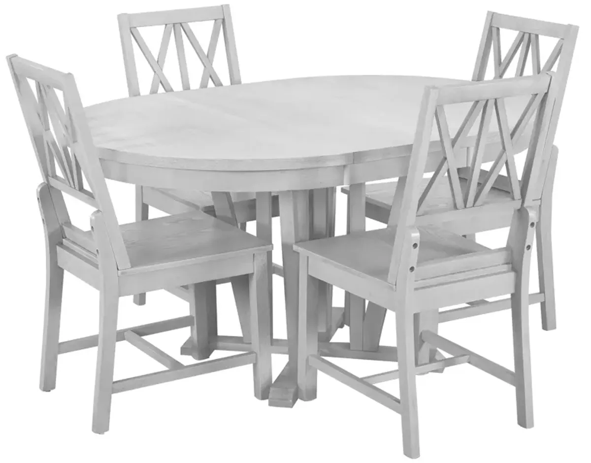 Rustic 5-Piece Extendable Dining Table Set