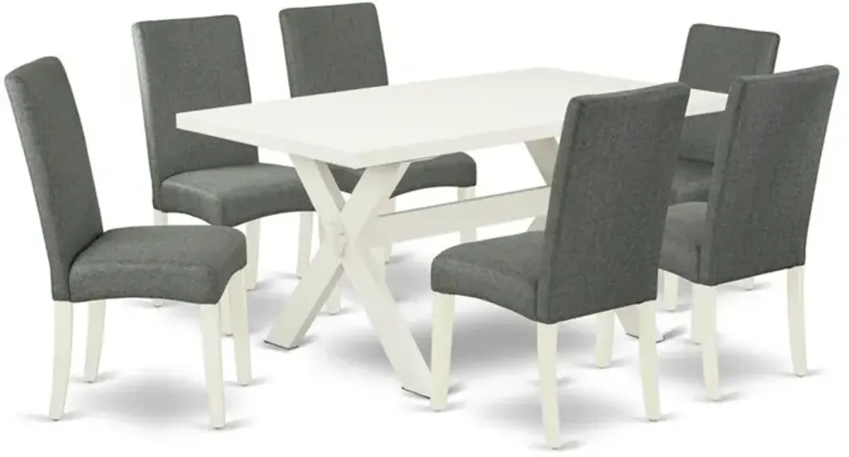 7-Piece Modern Dining Table Set - 6 Parsons Dining Room Chairs and Rectangular Table Hardwood Structure