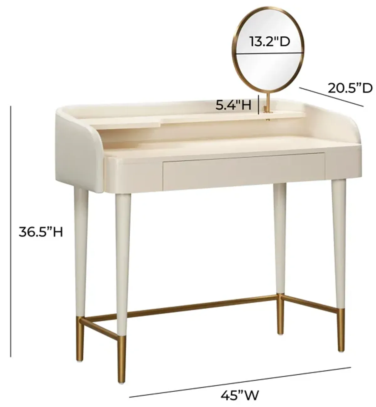 Penelope Taupe Vegan Leather Wrapped Vanity Desk