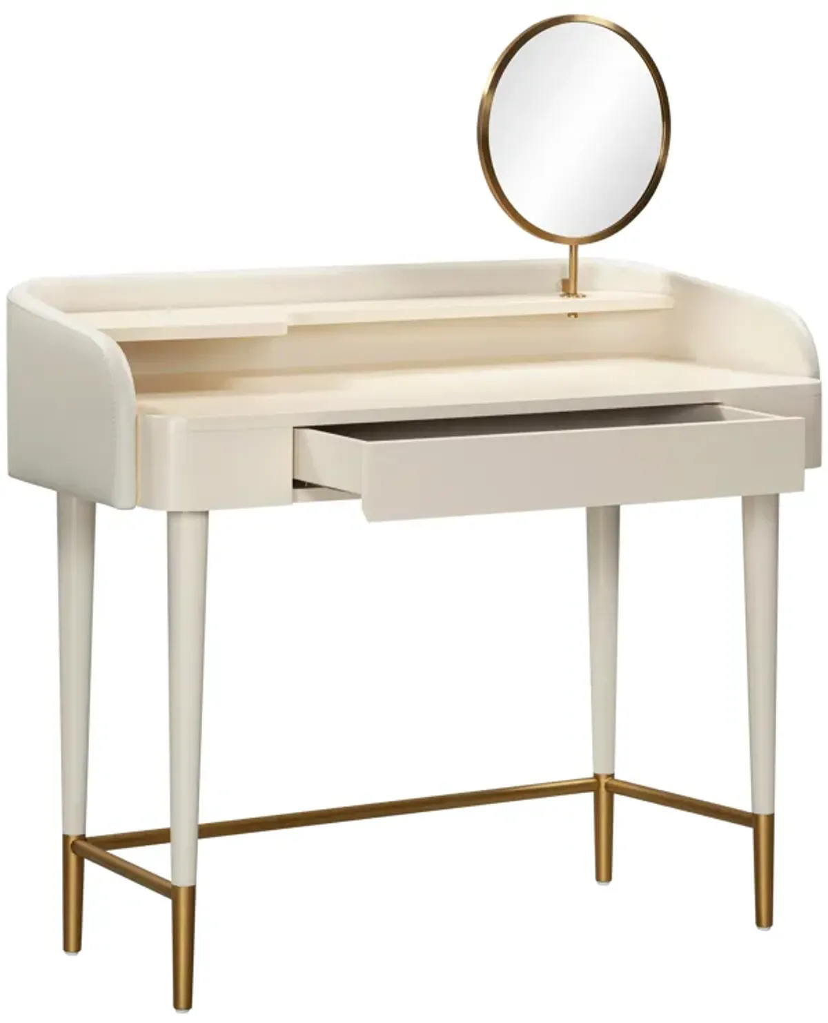 Penelope Taupe Vegan Leather Wrapped Vanity Desk