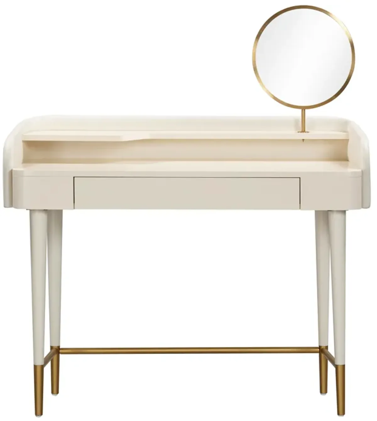 Penelope Taupe Vegan Leather Wrapped Vanity Desk