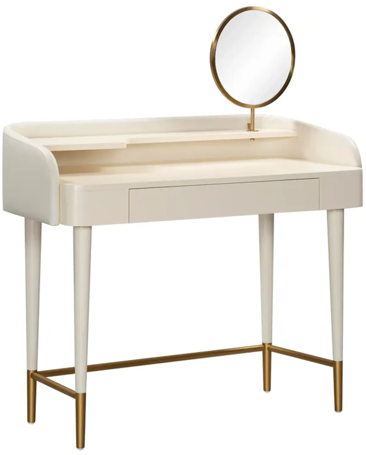 Penelope Taupe Vegan Leather Wrapped Vanity Desk