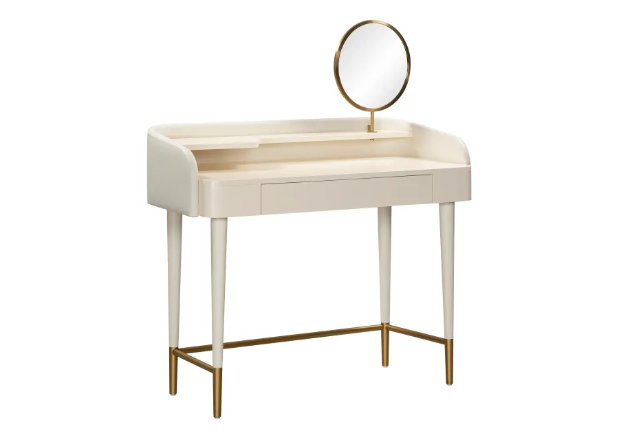 Penelope Taupe Vegan Leather Wrapped Vanity Desk