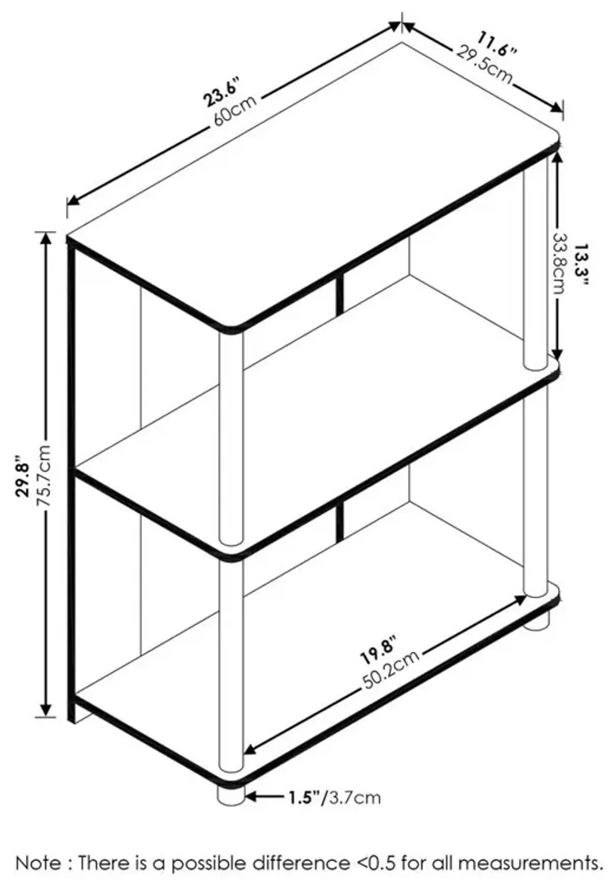 Furinno JAYA Simple Design Bookcase, Americano/Chrome