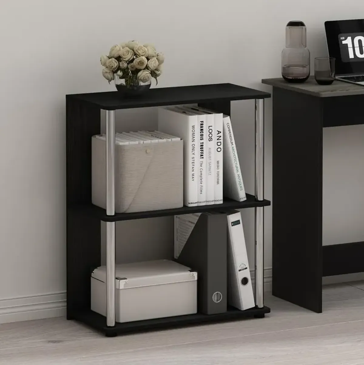 Furinno JAYA Simple Design Bookcase, Americano/Chrome