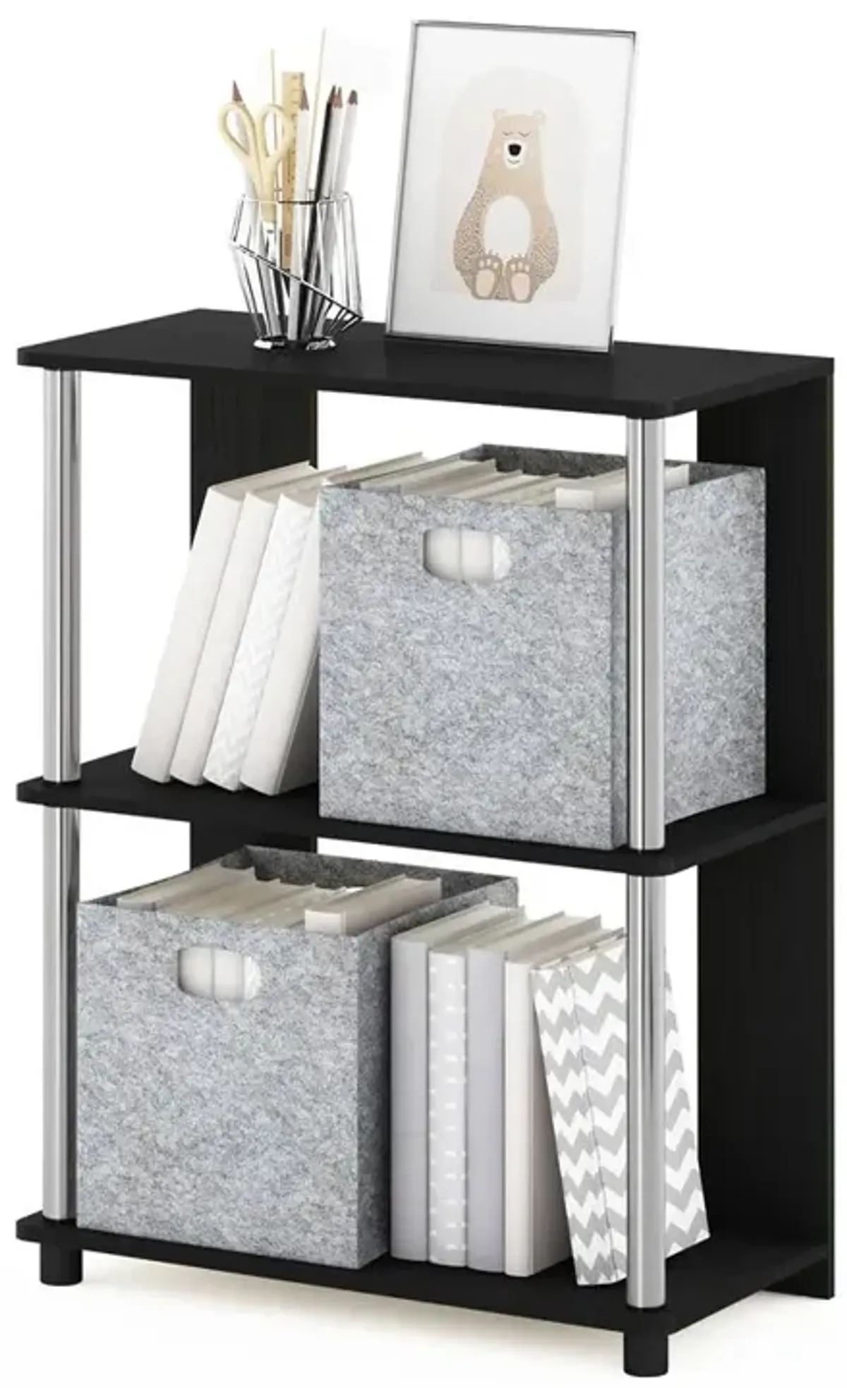 Furinno JAYA Simple Design Bookcase, Americano/Chrome