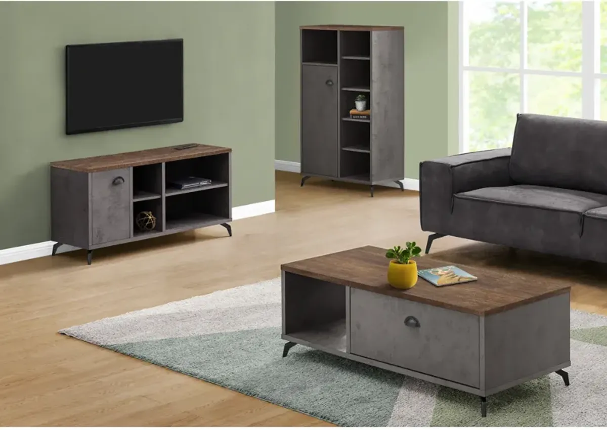 Monarch Specialties I 2830 Tv Stand, 48 Inch, Console, Media Entertainment Center, Storage Cabinet, Living Room, Bedroom, Laminate, Metal, Grey, Brown, Contemporary, Modern