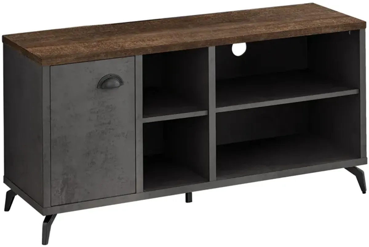 Monarch Specialties I 2830 Tv Stand, 48 Inch, Console, Media Entertainment Center, Storage Cabinet, Living Room, Bedroom, Laminate, Metal, Grey, Brown, Contemporary, Modern