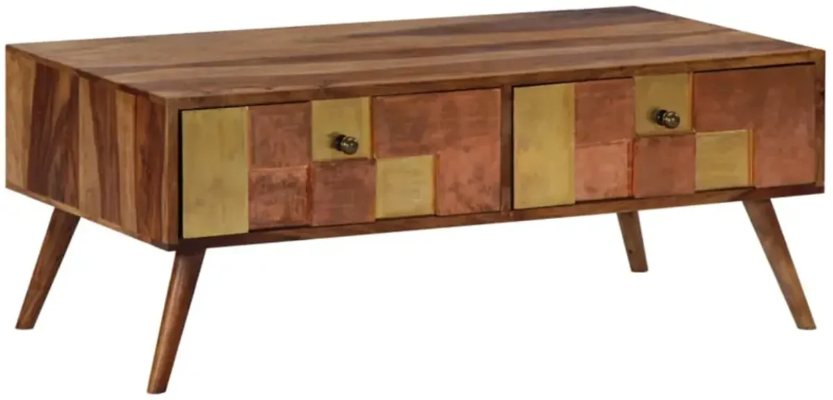 vidaXL Coffee Table 39.4"x19.7"x15.4" Solid Sheesham Wood