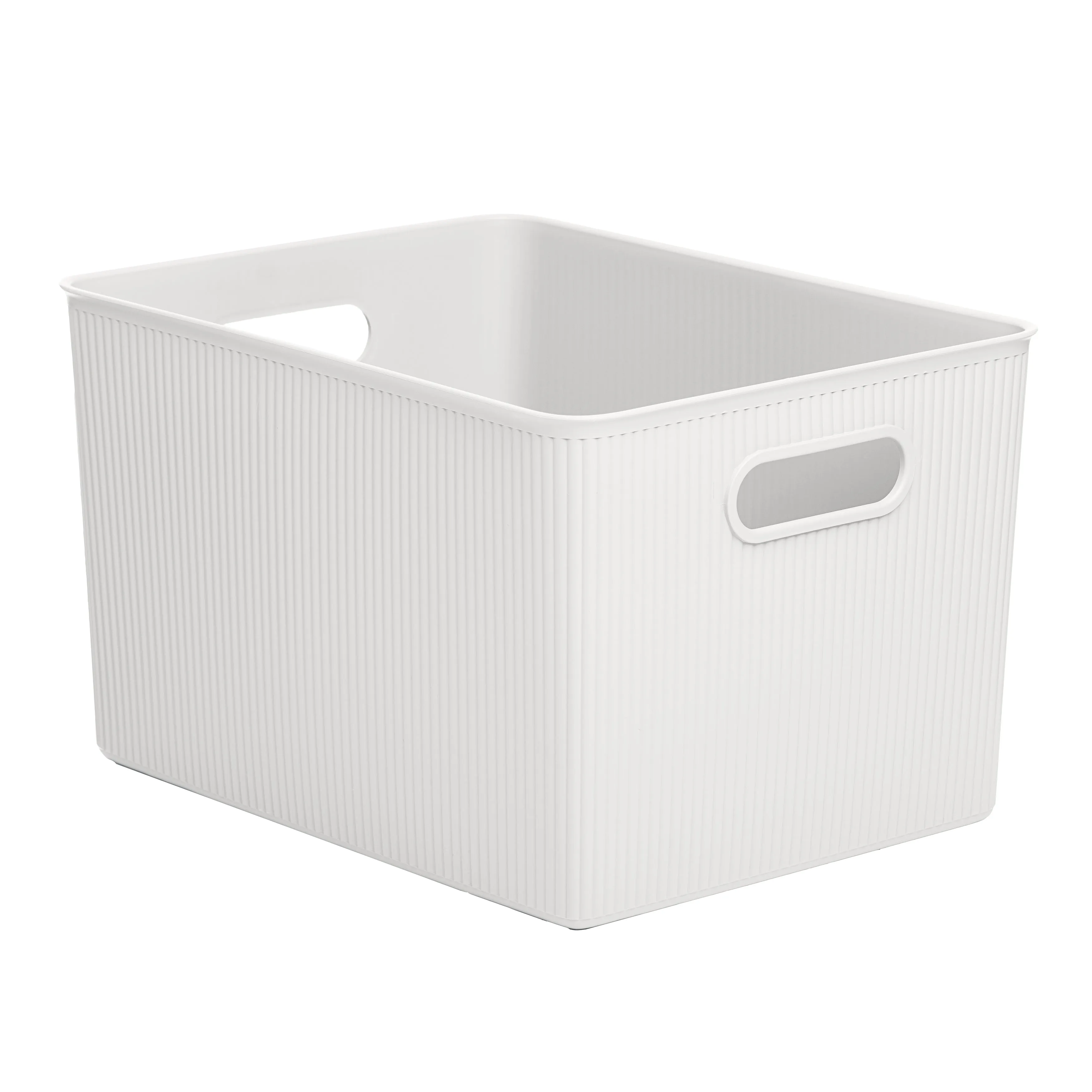 22 L Ribbed Storage Bin, White