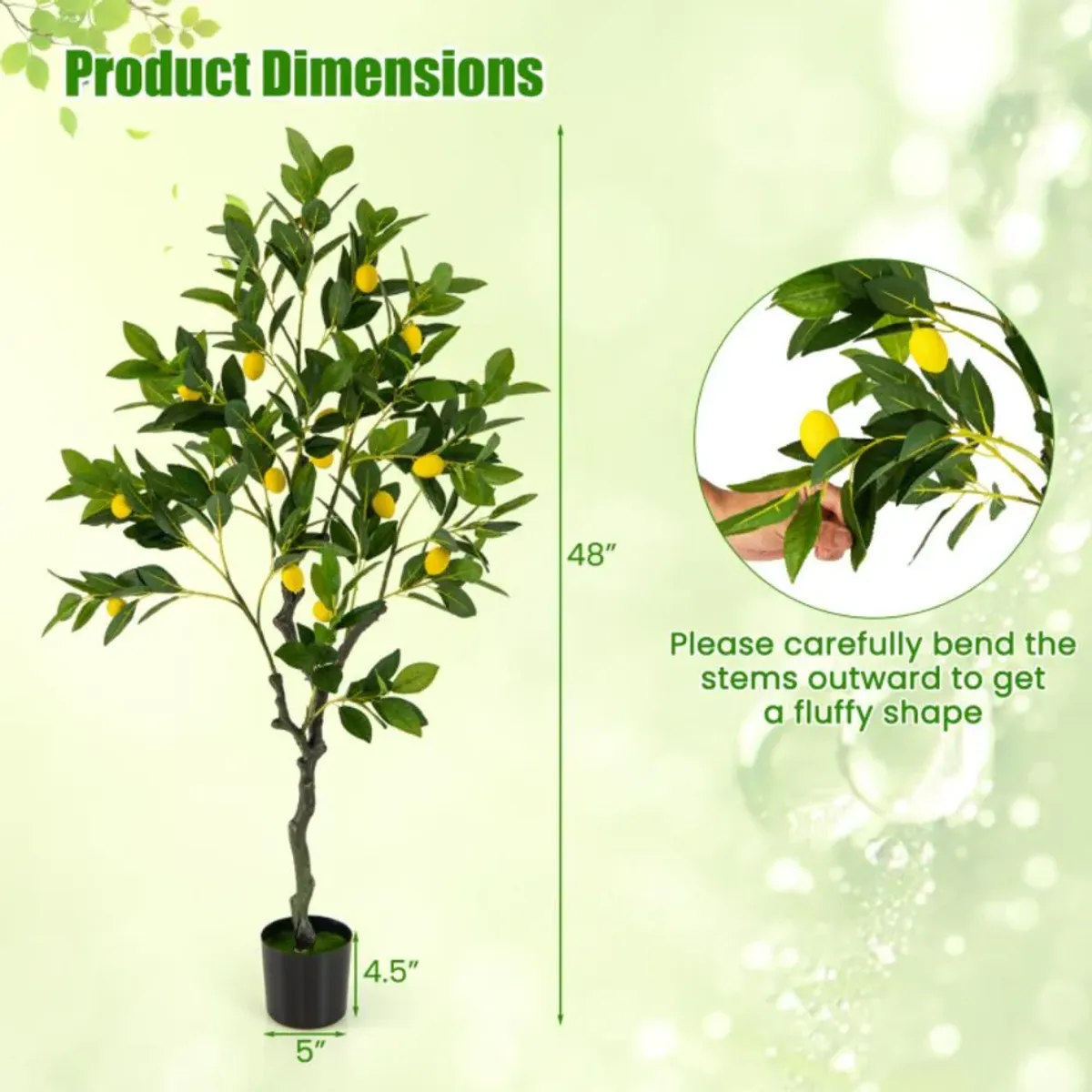 Hivvago Artificial Lemon Tree 2.6/4/5.2 Feet Tall Fake Lemon Plant wuth Lemon Fruits