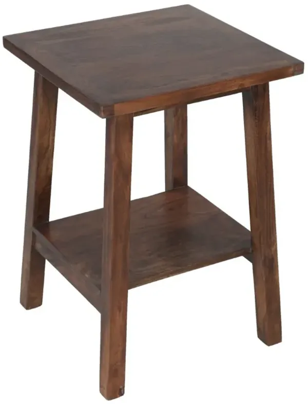 Ito 25 Inch Small Side End Table, Square, 1 Shelf, Walnut Brown Acacia Wood - Benzara