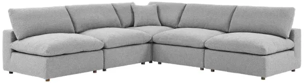 Commix Down Filled Overstuffed Boucle Fabric 5-Piece Sectional Sofa