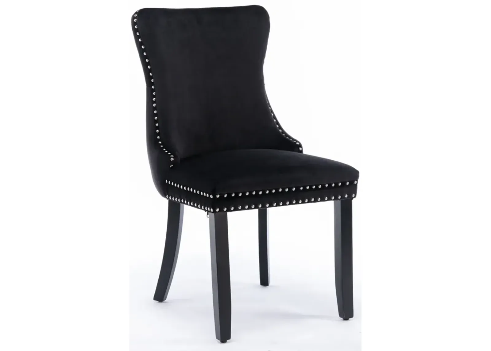 Black Upholstered Dining Chairs, Set of 2