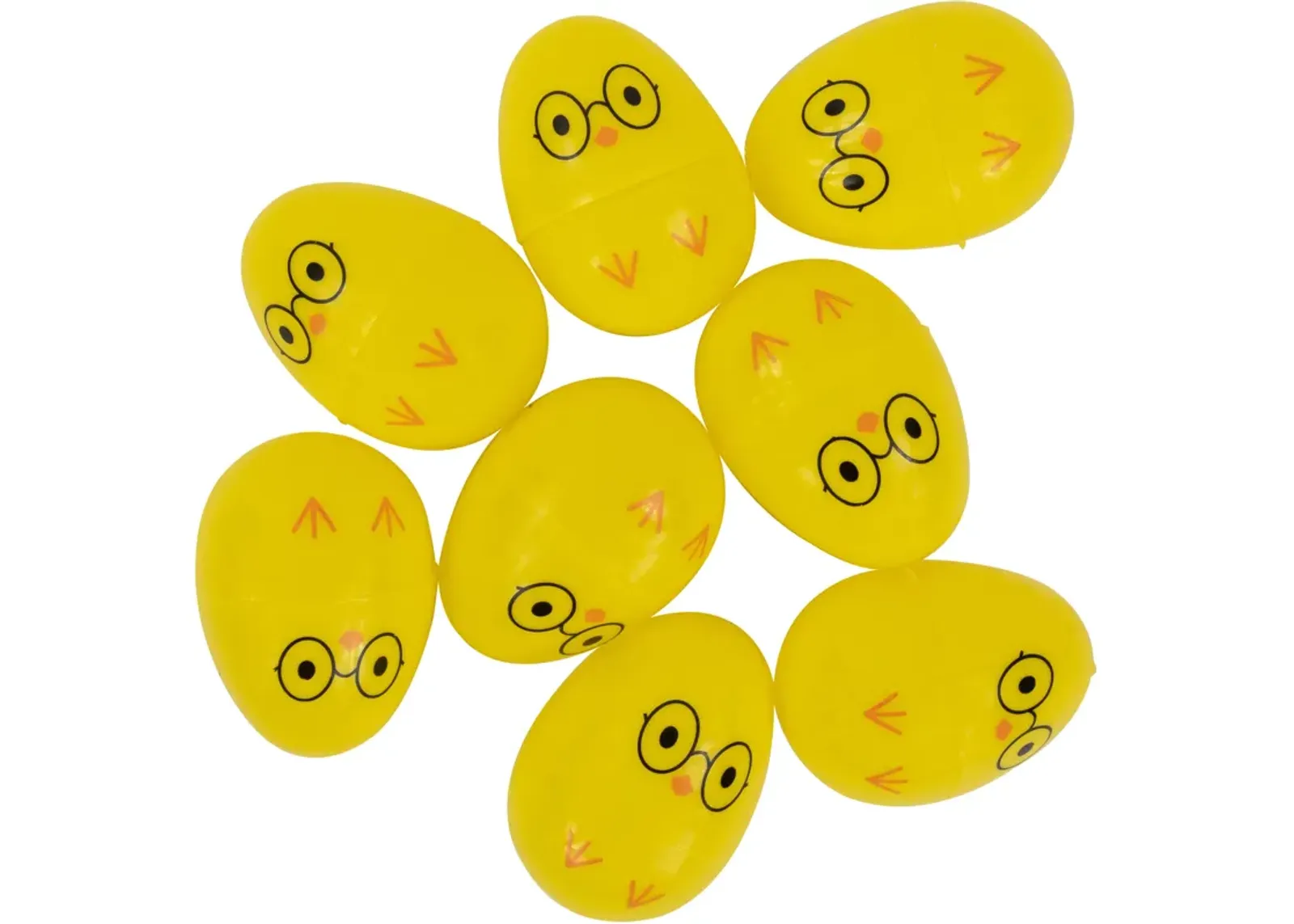 8ct Yellow Chick Wearing Glasses Fillable Easter Eggs 2.5�