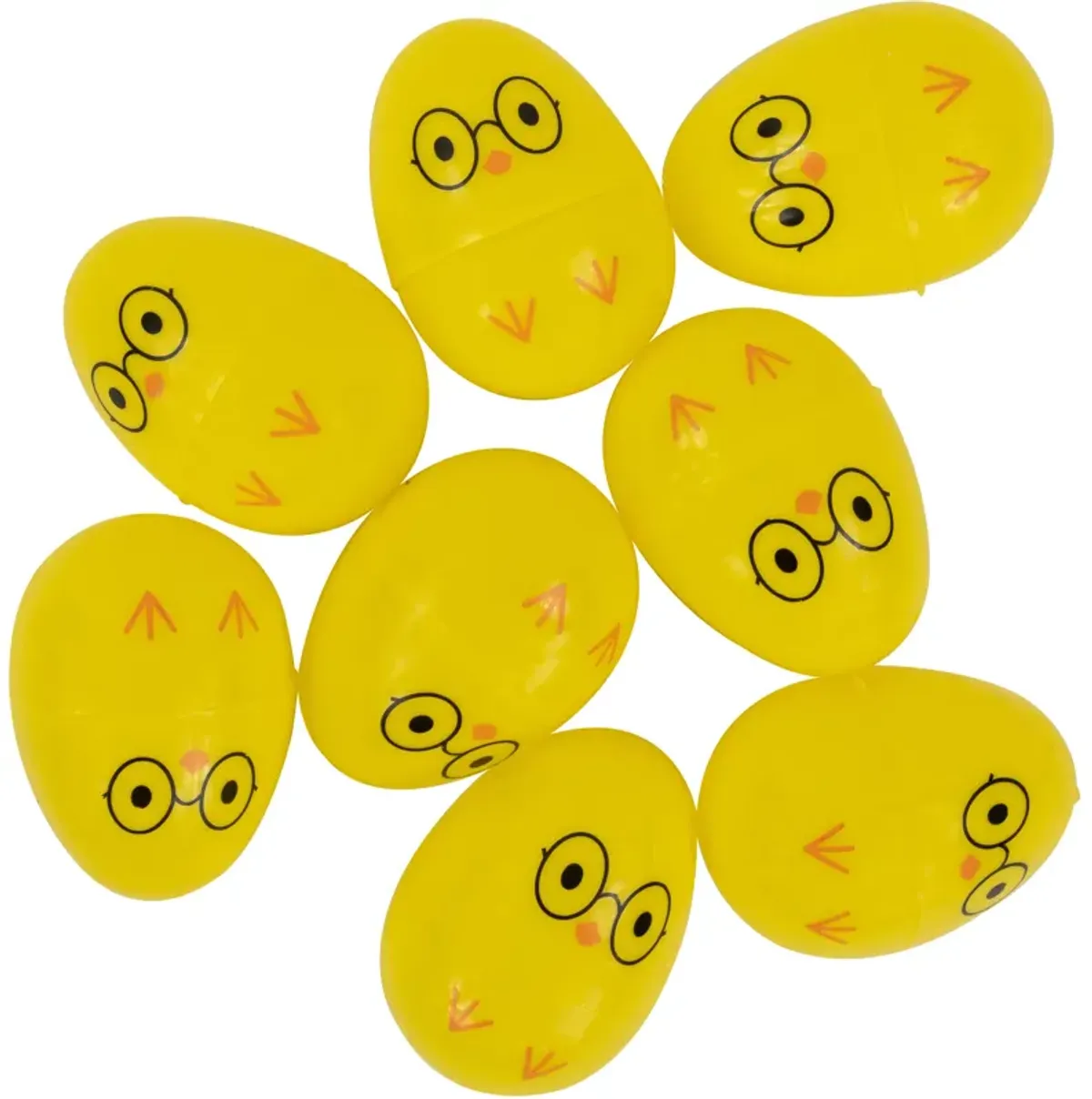 8ct Yellow Chick Wearing Glasses Fillable Easter Eggs 2.5�