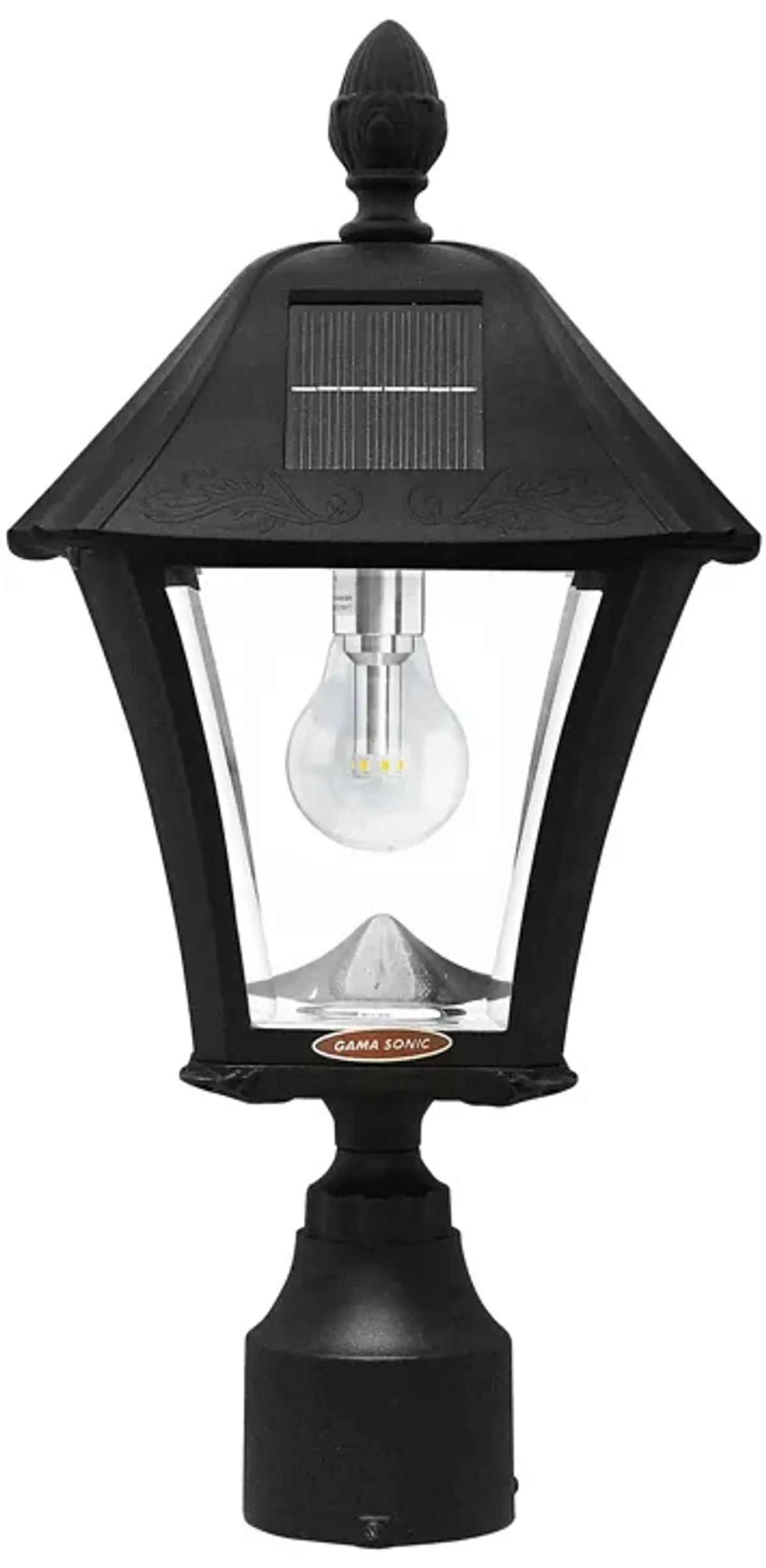 Baytown Bulb Solar Lamp - Wall/Pier/3" Fitter Mounts - Black