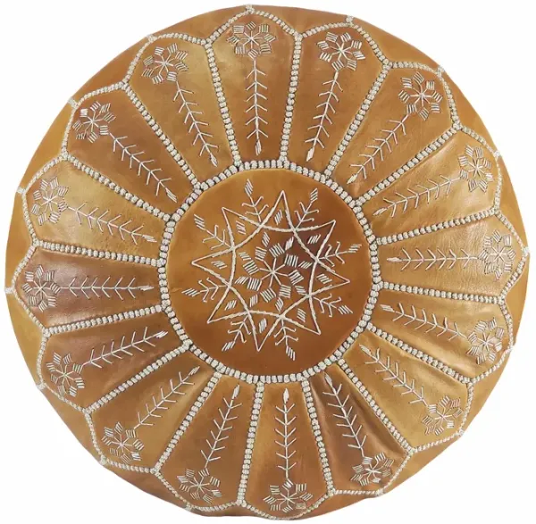 Handmade Moroccan Ottoman, Genuine Leather Pouf