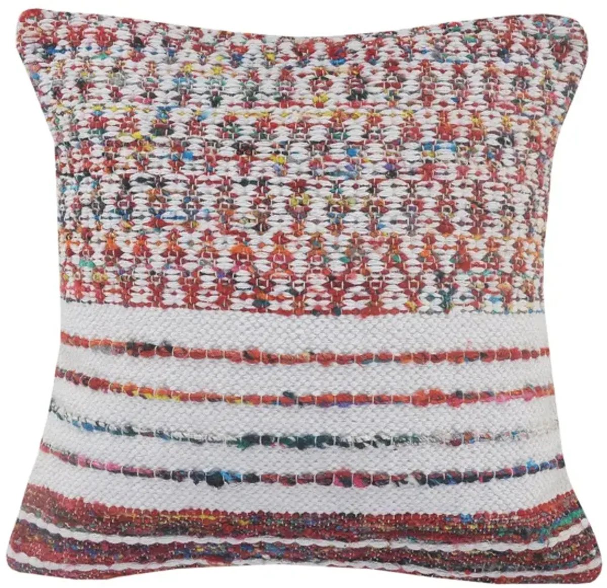 20" Red and White Geometric Square Throw Pillow