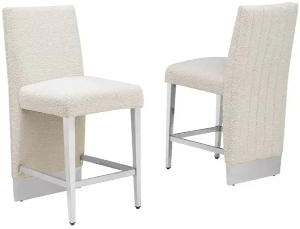 Best Quality Furniture Luxe Cream boucle barstools - Set of 2