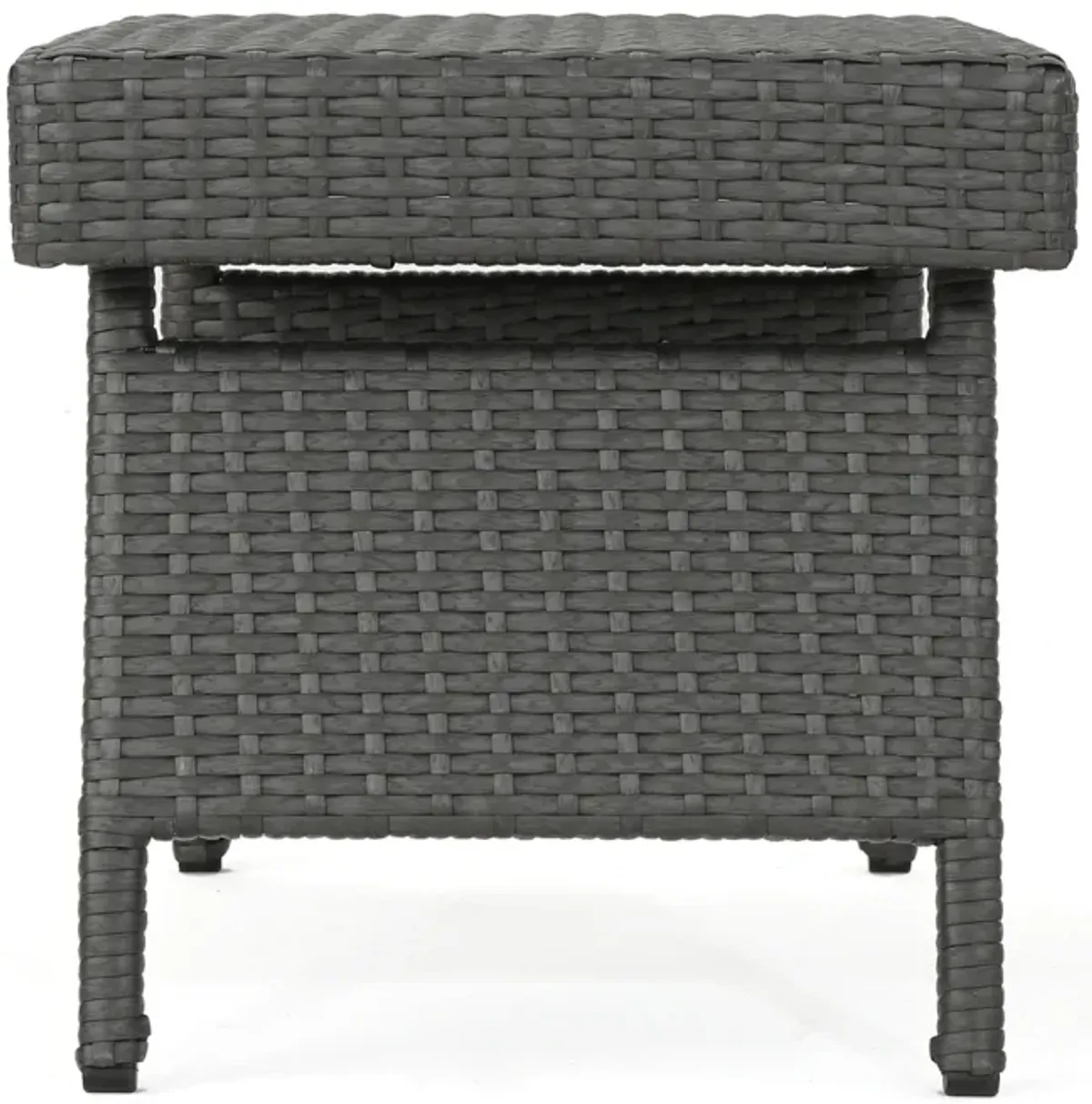 Mach Snack Table, Dark Gray Outdoor Safe Wicker and Iron Frame, 24 Inch