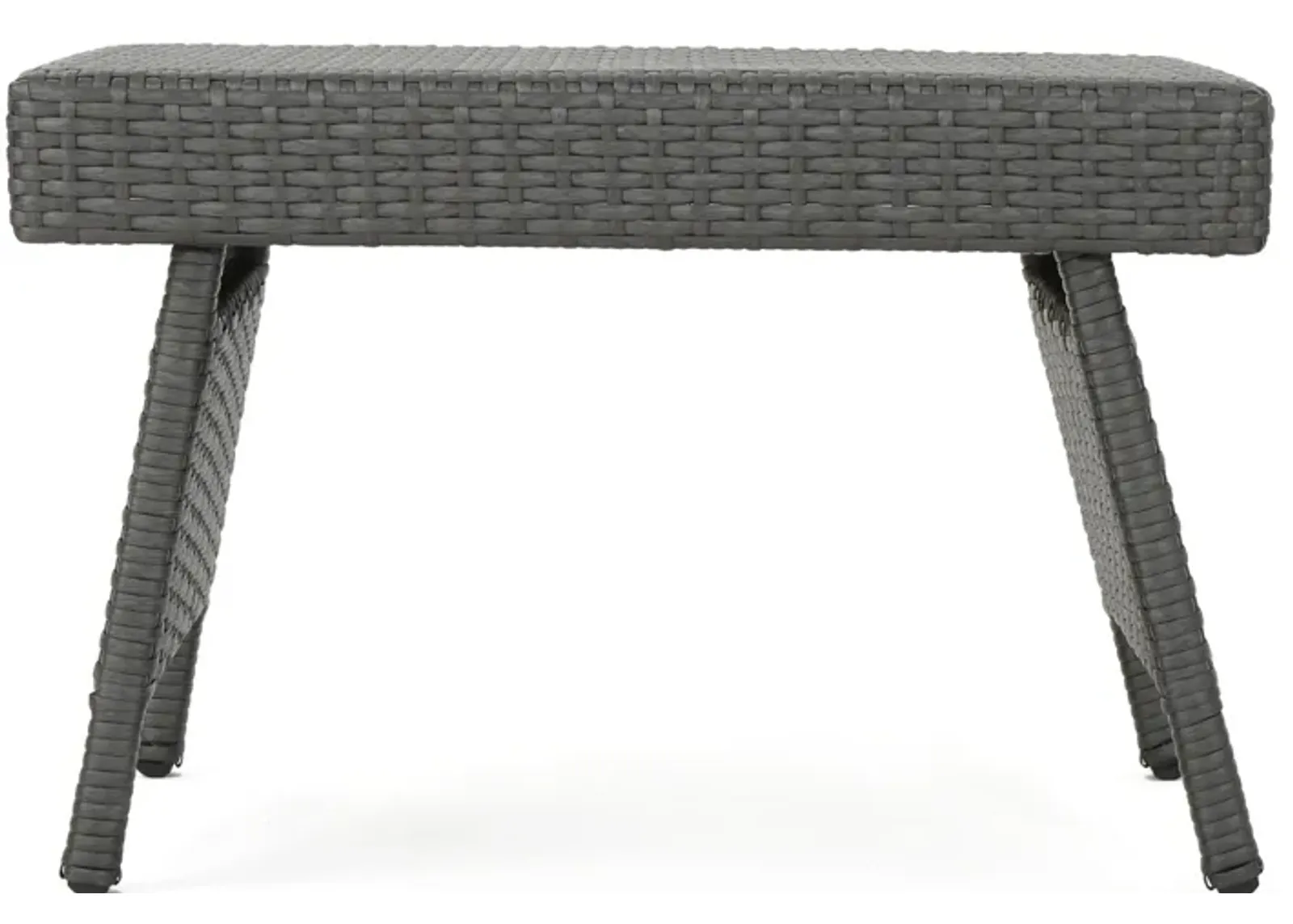 Mach Snack Table, Dark Gray Outdoor Safe Wicker and Iron Frame, 24 Inch