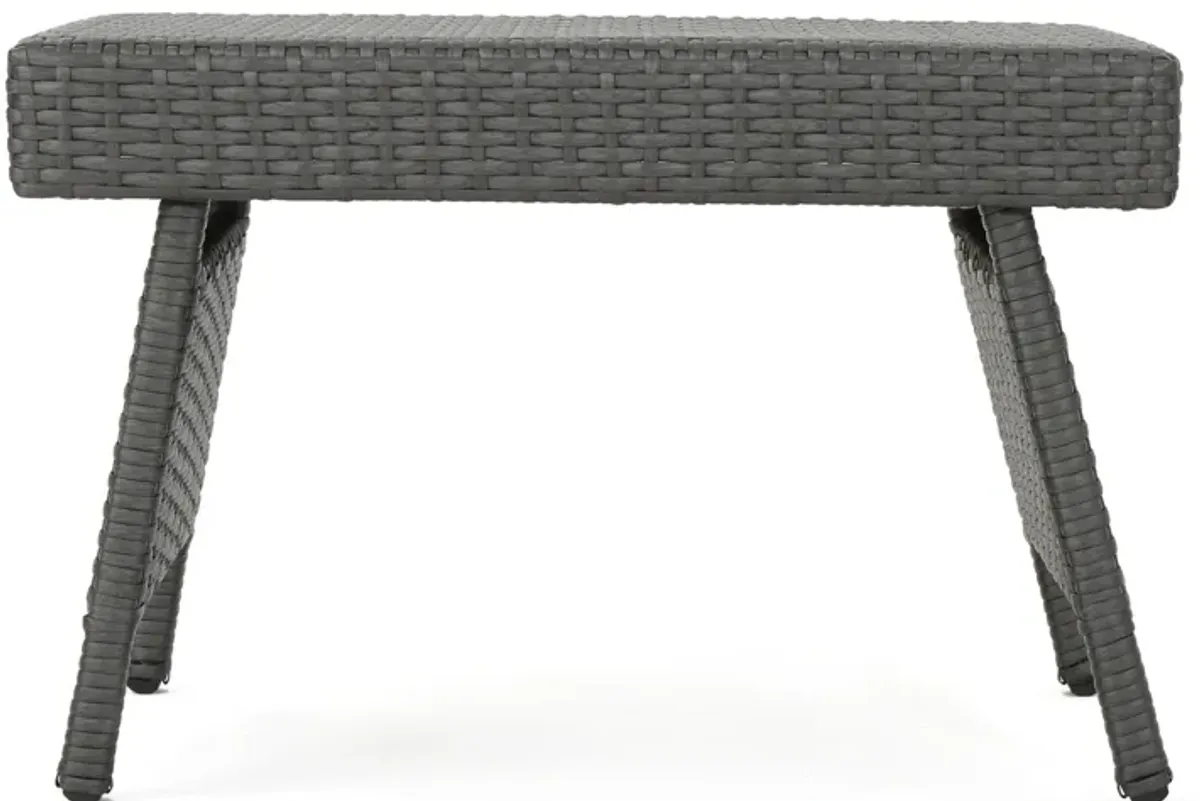 Mach Snack Table, Dark Gray Outdoor Safe Wicker and Iron Frame, 24 Inch