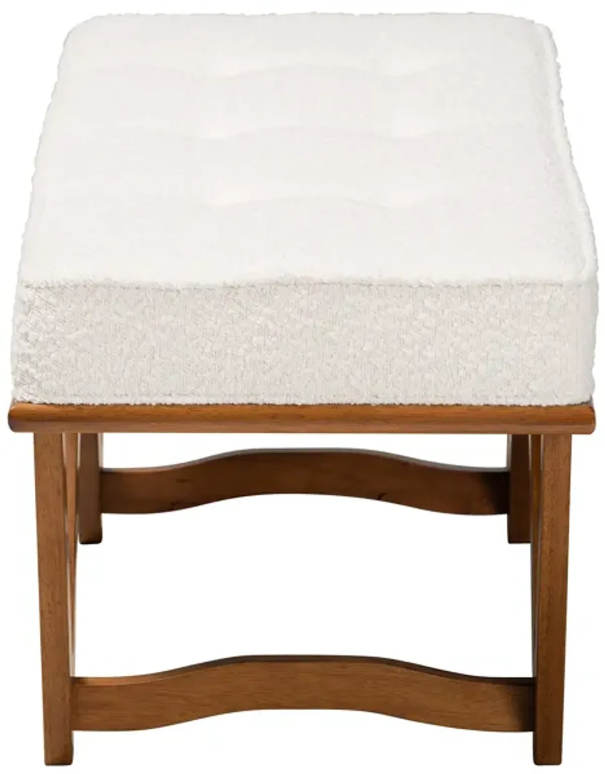 Baxton Studio Chenoa Japandi Cream Boucle Fabric and Walnut Brown Finished Wood Bench