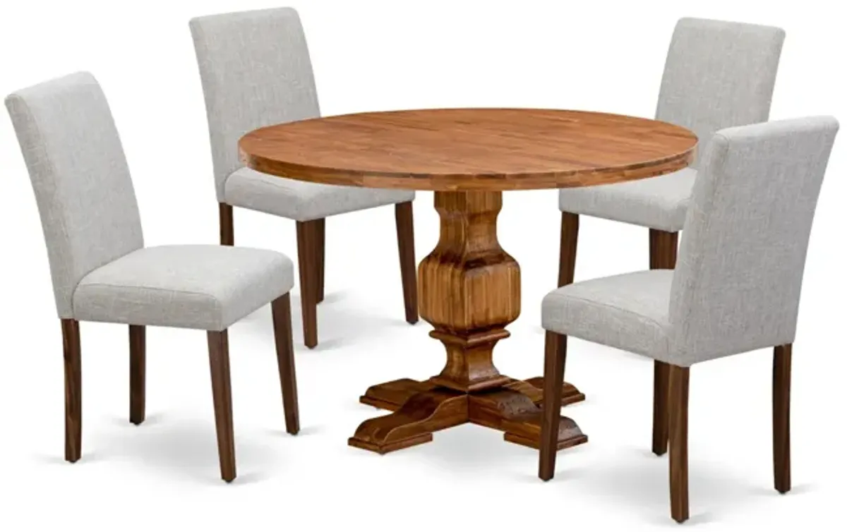 East West Furniture I3AB5-N35 5Pc Dining Table Set - Round Table and 4 Parson Chairs - Antique Walnut Color