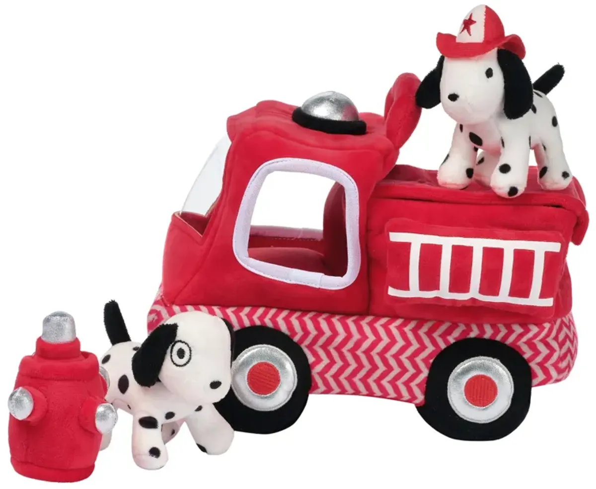 Lambs & Ivy Fire Truck 5pc Developmental Plush Soft Toy Interactive Play Set