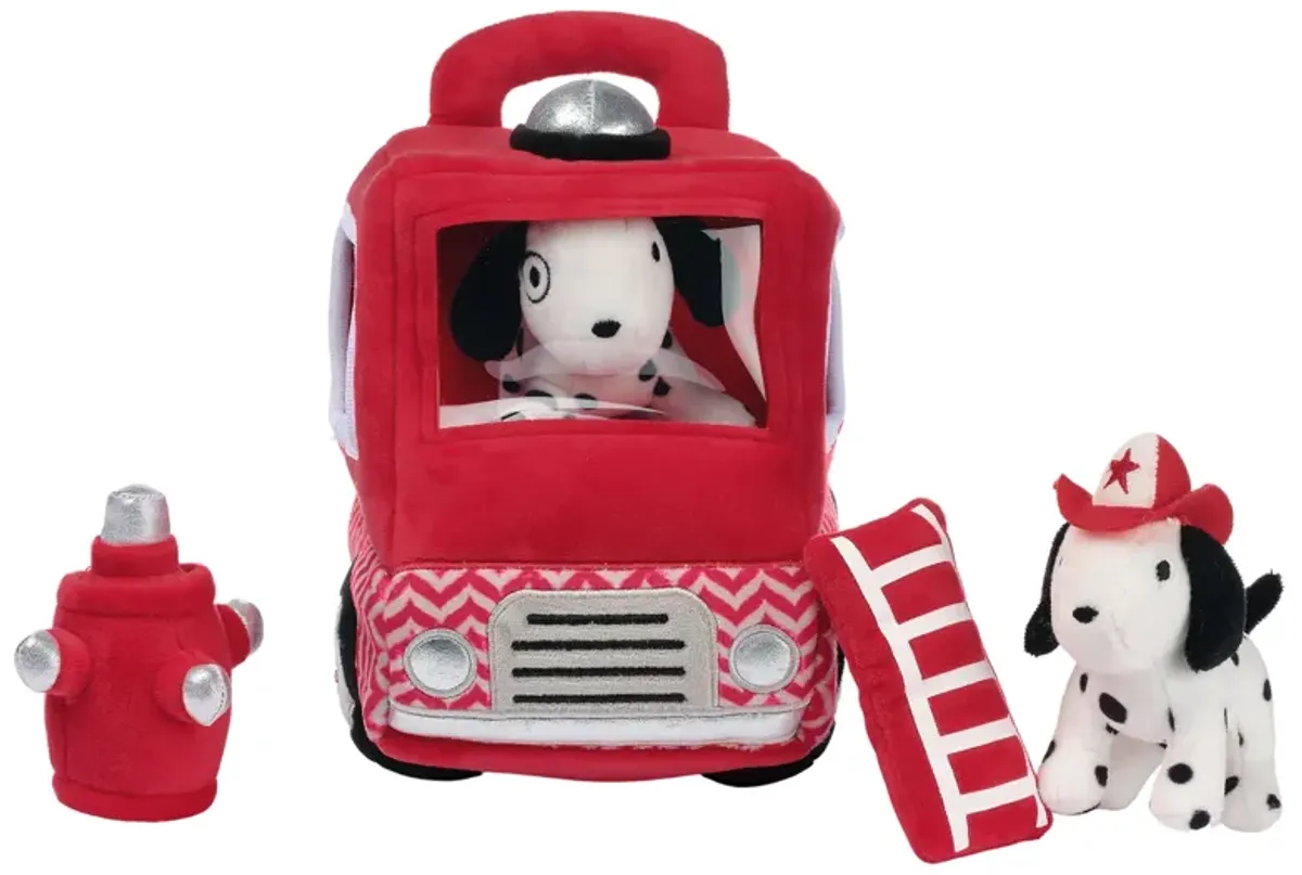 Lambs & Ivy Fire Truck 5pc Developmental Plush Soft Toy Interactive Play Set