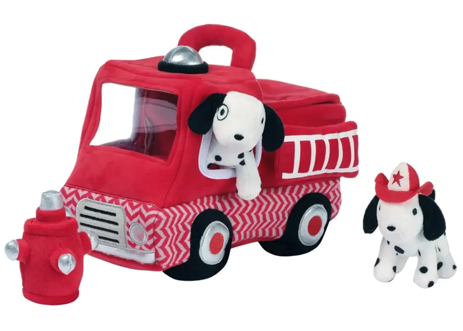 Lambs & Ivy Fire Truck 5pc Developmental Plush Soft Toy Interactive Play Set