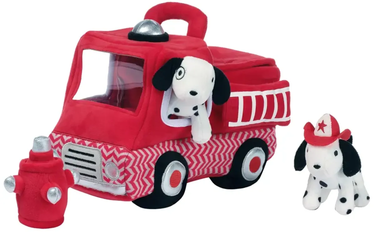 Lambs & Ivy Fire Truck 5pc Developmental Plush Soft Toy Interactive Play Set