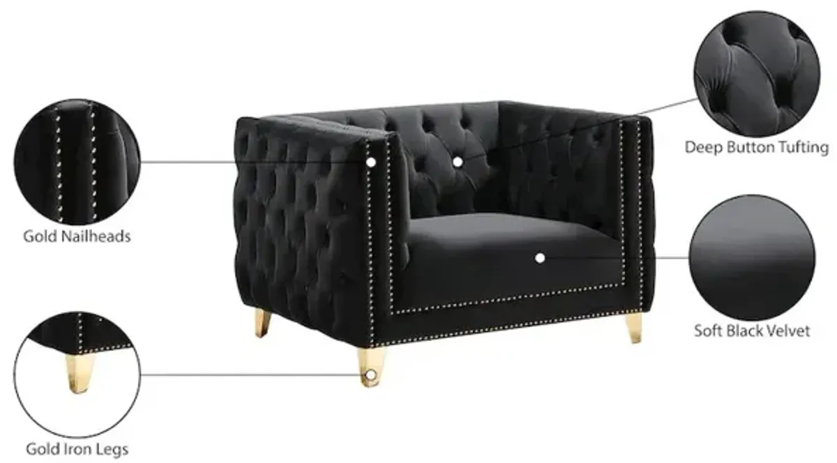 Meridian Furniture Michelle Black Velvet Chair