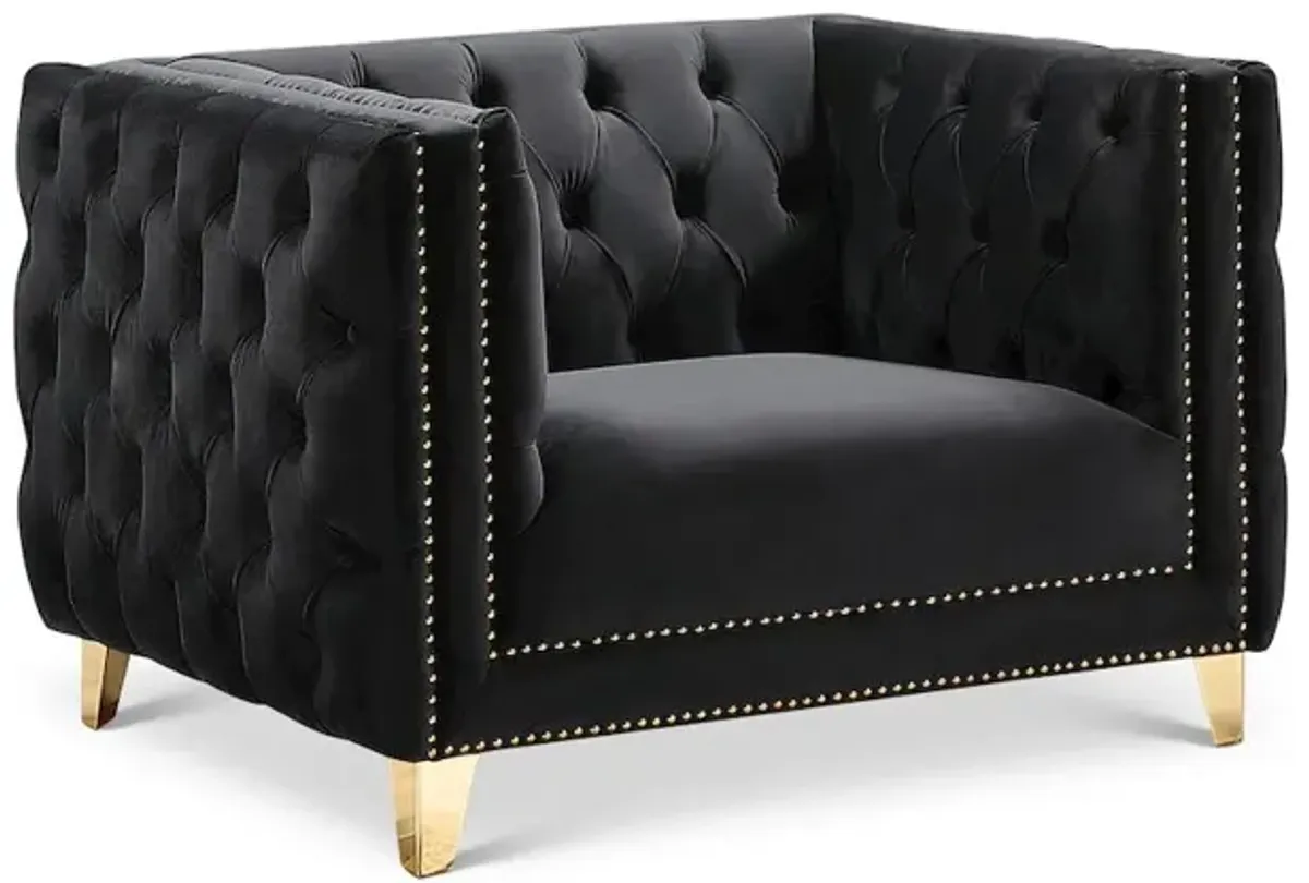 Meridian Furniture Michelle Black Velvet Chair