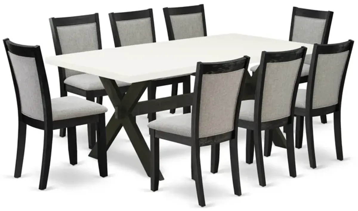 East West Furniture X627MZ606-9 9Pc Dining Room Set - Rectangular Table and 8 Parson Chairs - Multi-Color Color