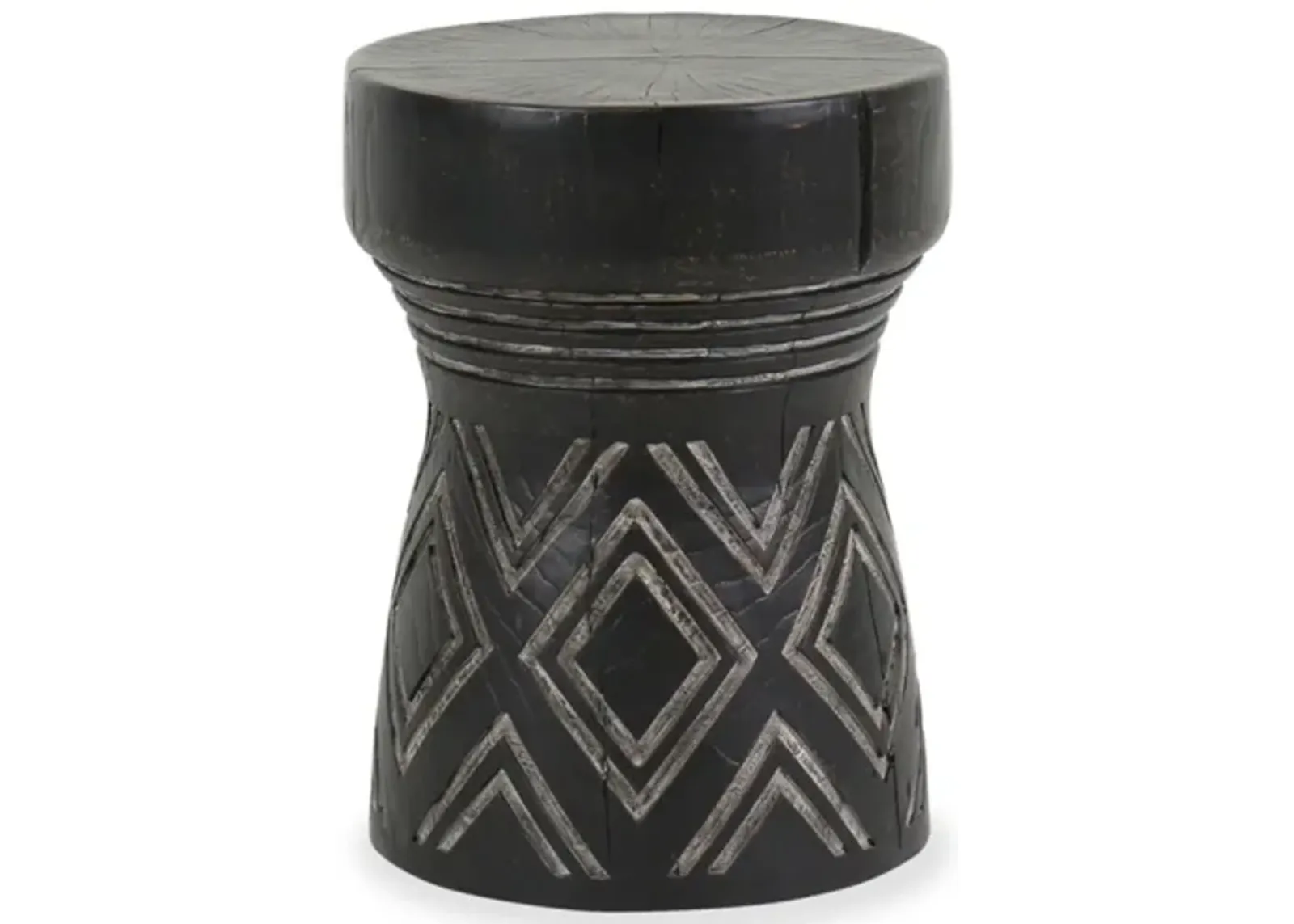 Commerce & Market Carved Stump Side Table in Black