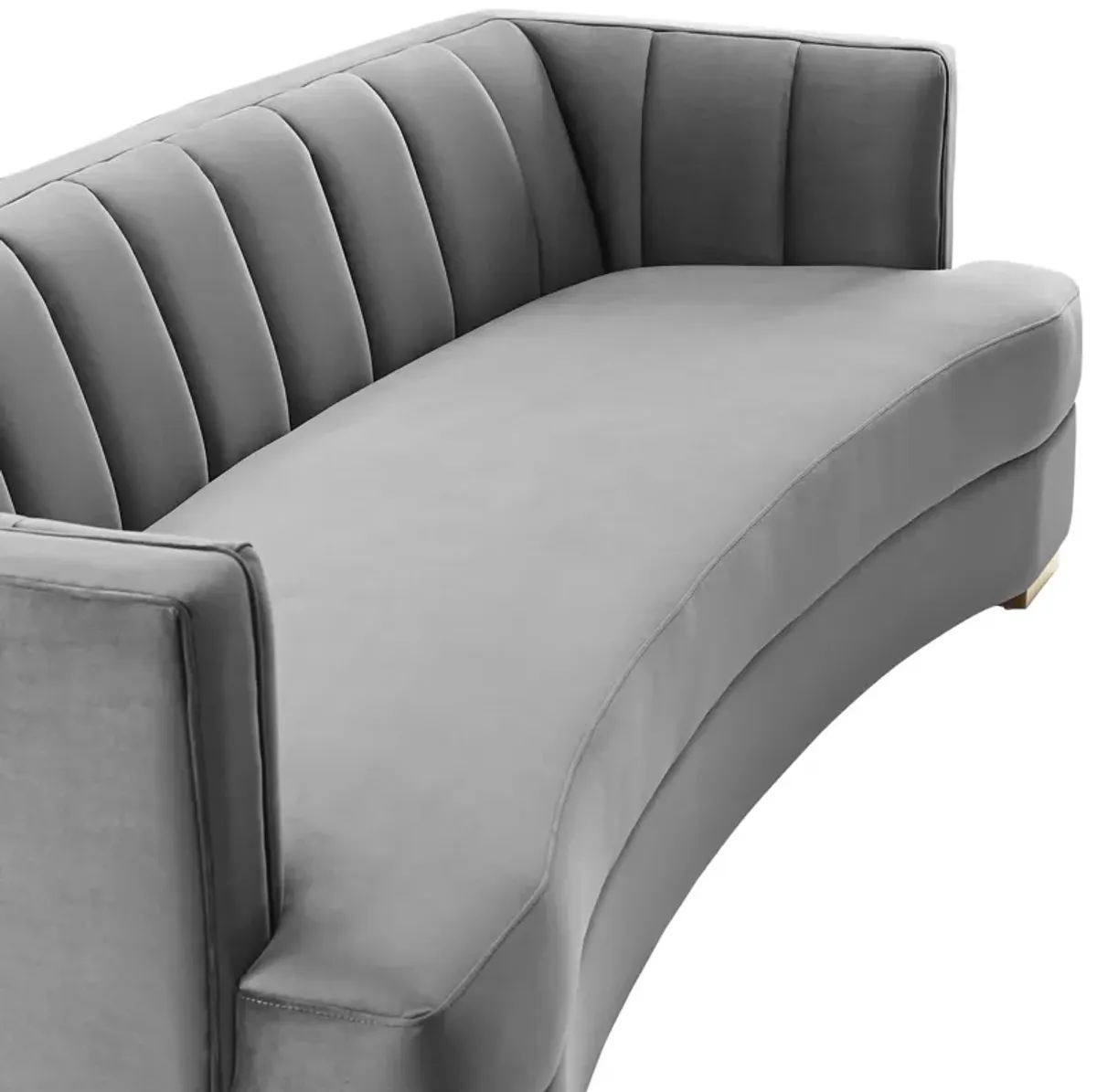 Encompass Channel Tufted Performance Velvet Curved Sofa Gray EEI-4134-GRY