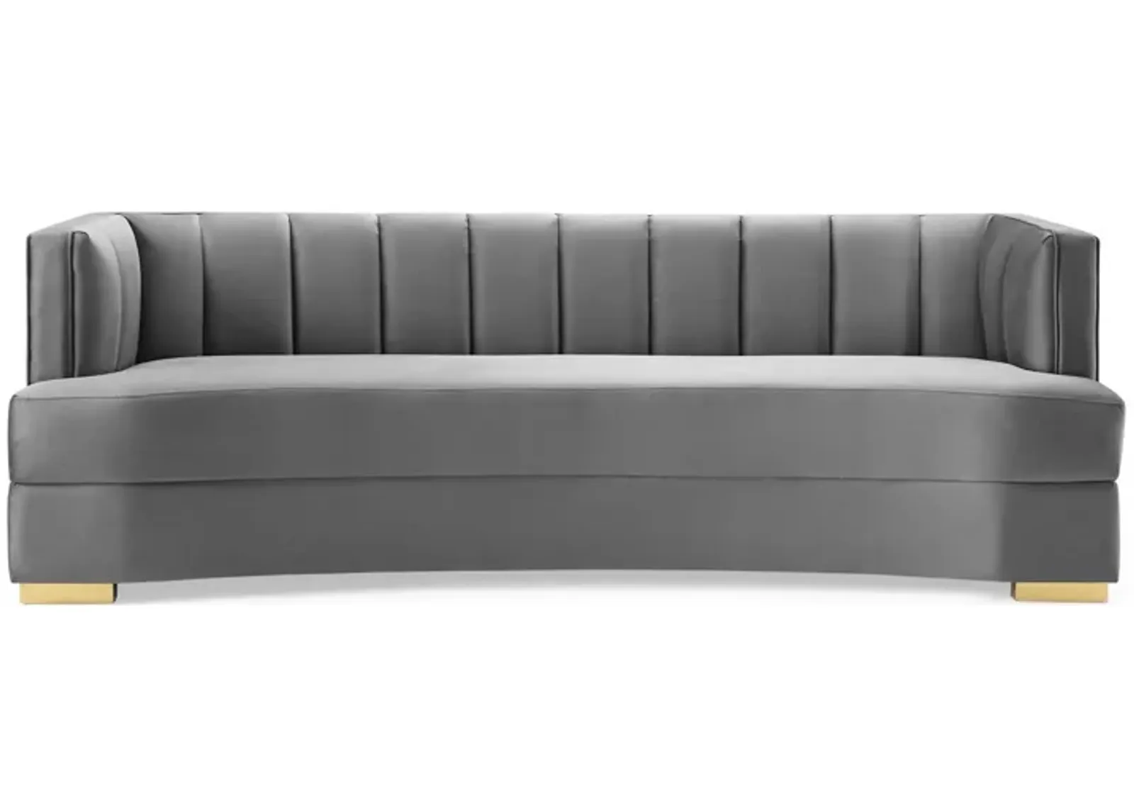 Encompass Channel Tufted Performance Velvet Curved Sofa Gray EEI-4134-GRY