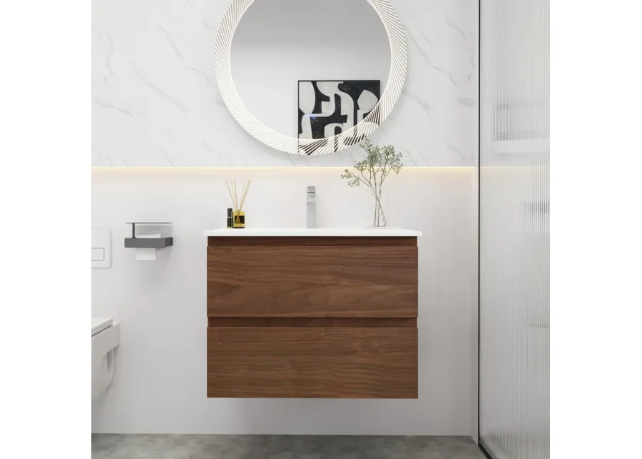 30" Bathroom Vanity With Gel Basin Top