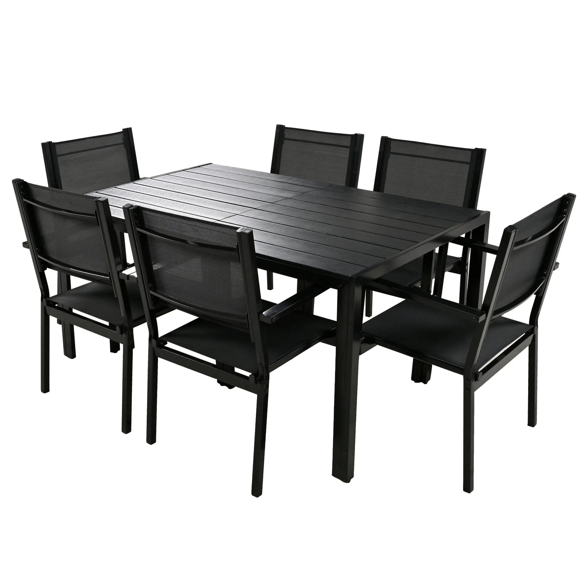 Merax Modern Outdoor  Dining Table Set with 6 Chairs