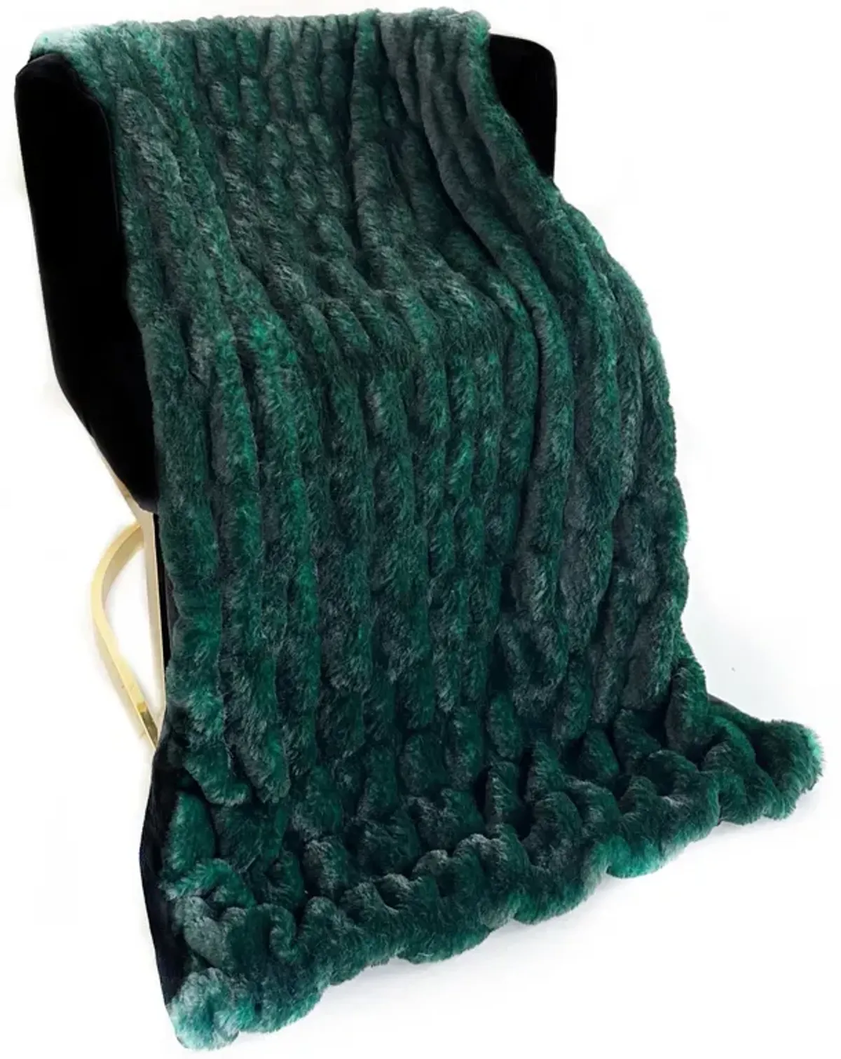 Plutus Emerald Green Plush Pelt Faux Fur Luxury Throw Blanket