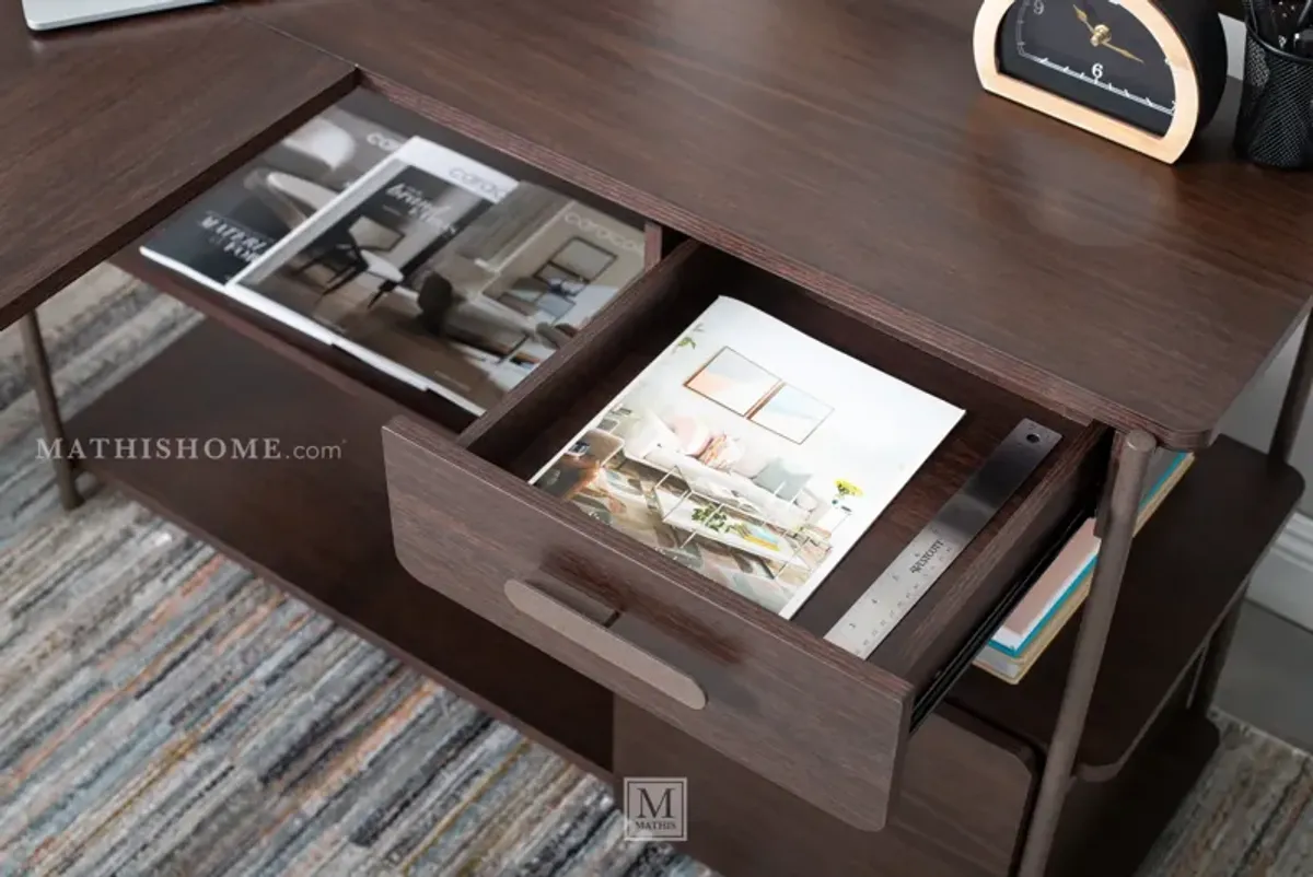 Modern Metal and Wood L-Shaped Desk