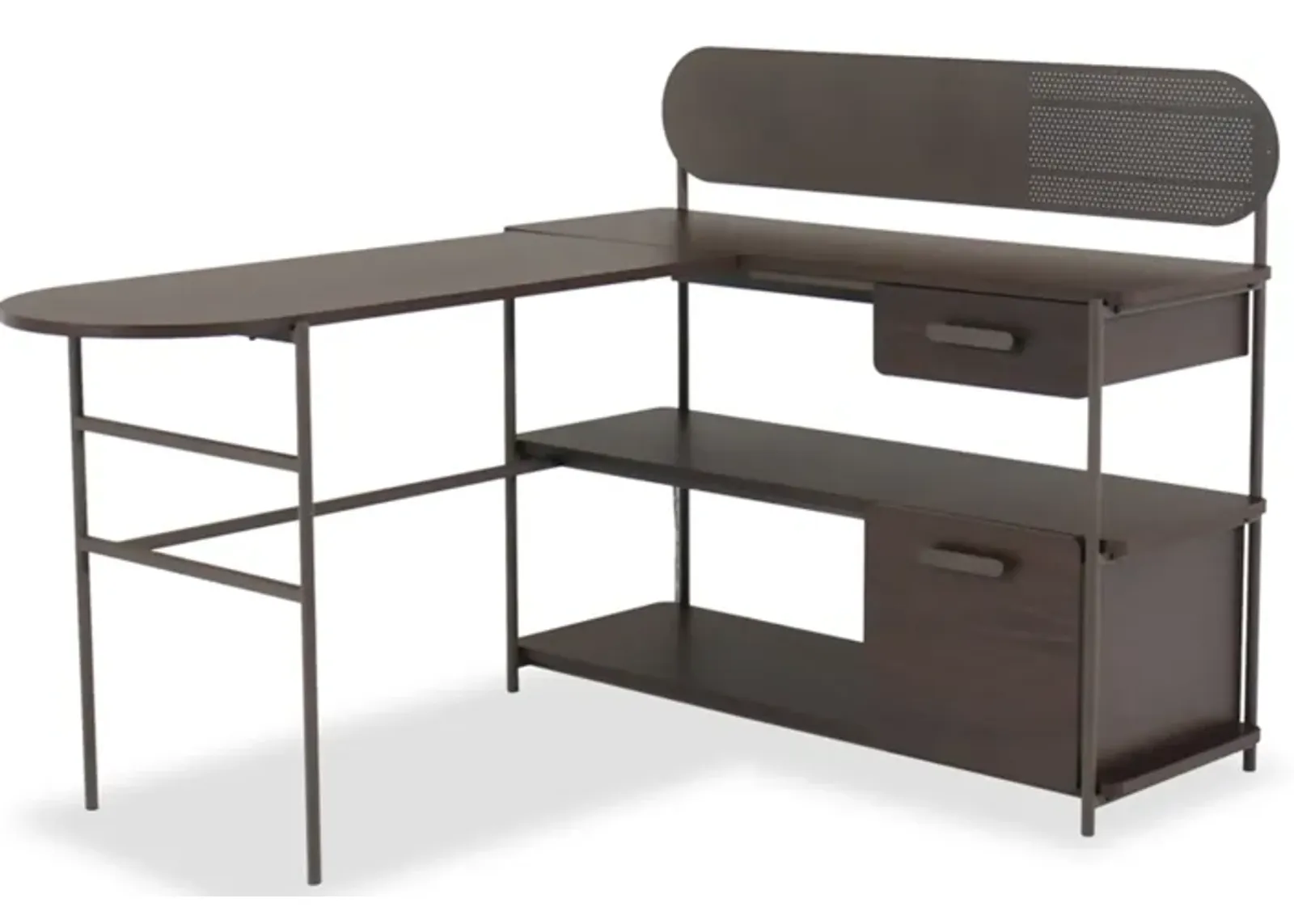 Modern Metal and Wood L-Shaped Desk