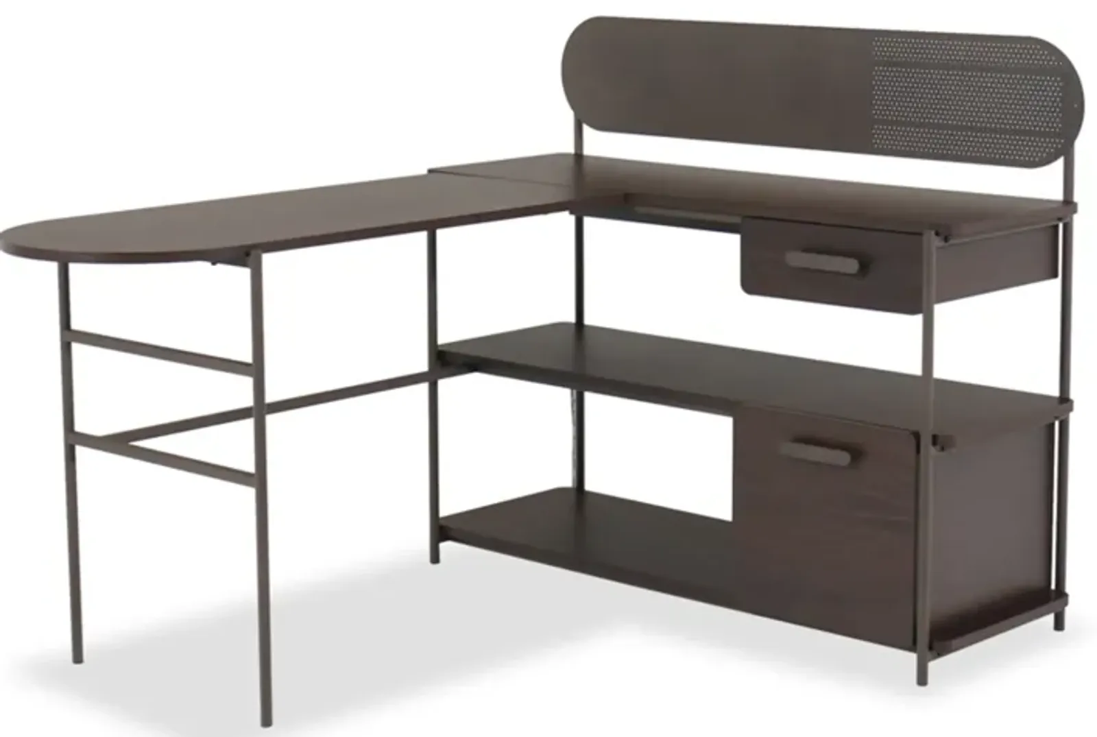 Modern Metal and Wood L-Shaped Desk